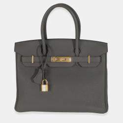 Pre Owned Hermes Birkin 30 Gris Etain Togo Bag 