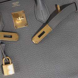 Pre Owned Hermes Birkin 30 Gris Etain Togo Bag 