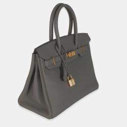 Pre Owned Hermes Birkin 30 Gris Etain Togo Bag 