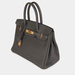 Pre Owned Hermes Birkin 30 Gris Etain Togo Bag 