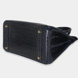 Pre Owned Hermes Birkin 30  Bleu Marine Crocodile Porosus Bag