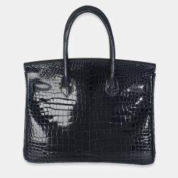 Pre Owned Hermes Birkin 30  Bleu Marine Crocodile Porosus Bag