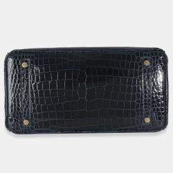 Pre Owned Hermes Birkin 30  Bleu Marine Crocodile Porosus Bag