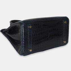 Pre Owned Hermes Birkin 30  Bleu Marine Crocodile Porosus Bag