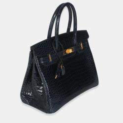 Pre Owned Hermes Birkin 30  Bleu Marine Crocodile Porosus Bag