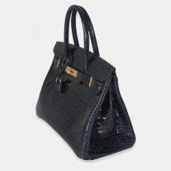 Pre Owned Hermes Birkin 30  Bleu Marine Crocodile Porosus Bag