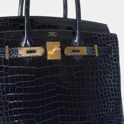 Pre Owned Hermes Birkin 30  Bleu Marine Crocodile Porosus Bag