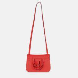 Pre Owned Hermes Halzan 25 Rose Texas Clemence Bag