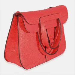 Pre Owned Hermes Halzan 25 Rose Texas Clemence Bag