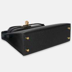 Pre Owned Hermes Mini Kelly 20 II  Black Madame Lizard Touch Bag