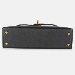 Pre Owned Hermes Mini Kelly 20 II  Black Madame Lizard Touch Bag