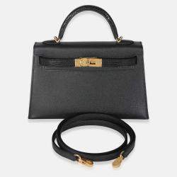 Pre Owned Hermes Mini Kelly 20 II  Black Madame Lizard Touch Bag