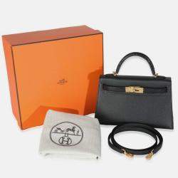 Pre Owned Hermes Mini Kelly 20 II  Black Madame Lizard Touch Bag