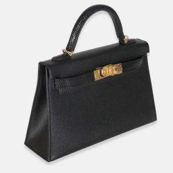 Pre Owned Hermes Mini Kelly 20 II  Black Madame Lizard Touch Bag