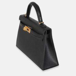 Pre Owned Hermes Mini Kelly 20 II  Black Madame Lizard Touch Bag