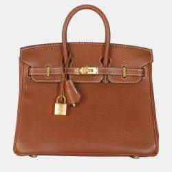 Pre Owned Hermes  Birkin 25  Fauve Barenia Bag 