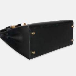 Pre Owned Hermes Sellier Kelly 28  Black Epsom Bag