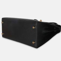 Pre Owned Hermes Sellier Kelly 28  Black Epsom Bag
