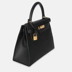 Pre Owned Hermes Sellier Kelly 28  Black Epsom Bag