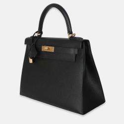 Pre Owned Hermes Sellier Kelly 28  Black Epsom Bag