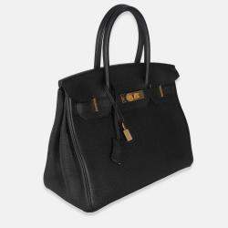 Pre Owned Hermes Birkin 30  Black Togo Leather Bag 