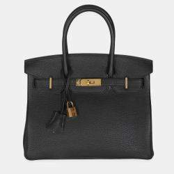 Pre Owned Hermes Birkin 30  Black Togo Leather Bag 