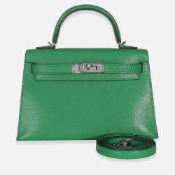 Pre Owned Hermes Chamkila Chevre Bamboo Mini Sellier Kelly 20 II 