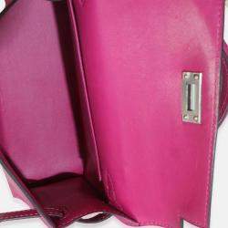 Pre Owned Hermes Rose Pourpre Chevre Mysore Sellier Mini Kelly 20 II SHW