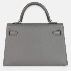 Pre Owned Hermes Gris Meyer Epsom Sellier Mini Kelly II 20 SHW