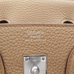 Pre Owned Hermes Birkin Beige Marfa Togo Leather Tote 25