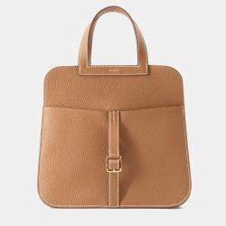 Pre Owned Hermes Halzan Gold Taurillon Clemence Handbag 25