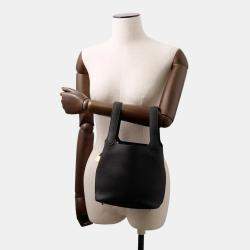 Pre Owned Hermes Picotin Lock 18 Black Taurillon Clemence Tote 