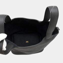 Pre Owned Hermes Picotin Lock 18 Black Taurillon Clemence Tote 