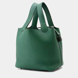 Pre Owned Hermes Picotin Padlock 18 Vert Moyen Taurillon Clemence Tote