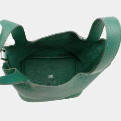 Pre Owned Hermes Picotin Padlock 18 Vert Moyen Taurillon Clemence Tote