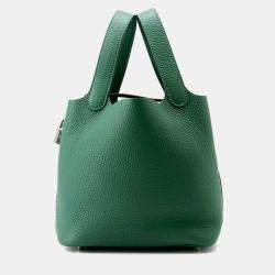 Pre Owned Hermes Picotin Padlock 18 Vert Moyen Taurillon Clemence Tote