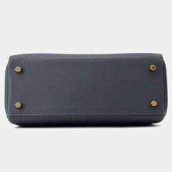 Pre Owned Hermes Kelly Retourne Sewing Verso Grimist/Black Swift Leather Size 25