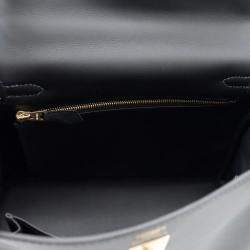 Pre Owned Hermes Kelly Retourne Sewing Verso Grimist/Black Swift Leather Size 25