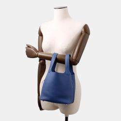 Pre Owned Hermes Picotin Lock Blue Tie Taurillon Clemence Size PM