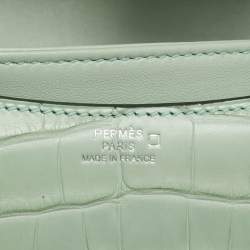 Pre Owned Hermes Vert d'eau Matte Alligator Palladium Finish Constance 18 Mini Bag