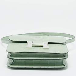 Pre Owned Hermes Vert d'eau Matte Alligator Palladium Finish Constance 18 Mini Bag