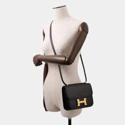 Pre Owned Hermes Constance3 Miroir Black Box Calf Leather Mini