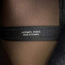 Pre Owned Hermes Garden Party Biscuit/Black Toile H Negonda Leather PM