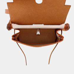 Pre Owned Hermes Herbag Zip Fauve Toile H Vache Hunter Leather Mini