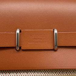 Pre Owned Hermes Herbag Zip Fauve Toile H Vache Hunter Leather Mini