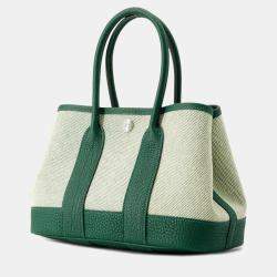 Pre Owned Hermes Neo Garden Ecru/Vert Moyen Negonda Leather Toile H Size 23