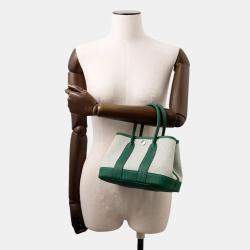 Pre Owned Hermes Neo Garden Ecru/Vert Moyen Negonda Leather Toile H Size 23
