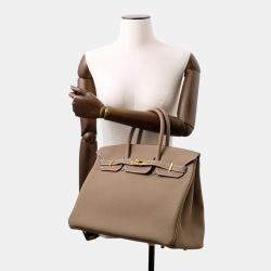 Pre Owned Hermes Birkin 35 Etoupe Togo Leather Bag