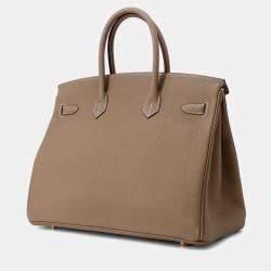 Pre Owned Hermes Birkin 35 Etoupe Togo Leather Bag