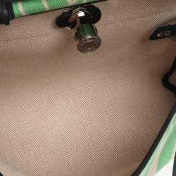 Pre Owned Hermès Vert Comics/Black H Plume Canvas and Vache Hunter Leather Maillons & Co Motif Herbag Zip 31 Bag